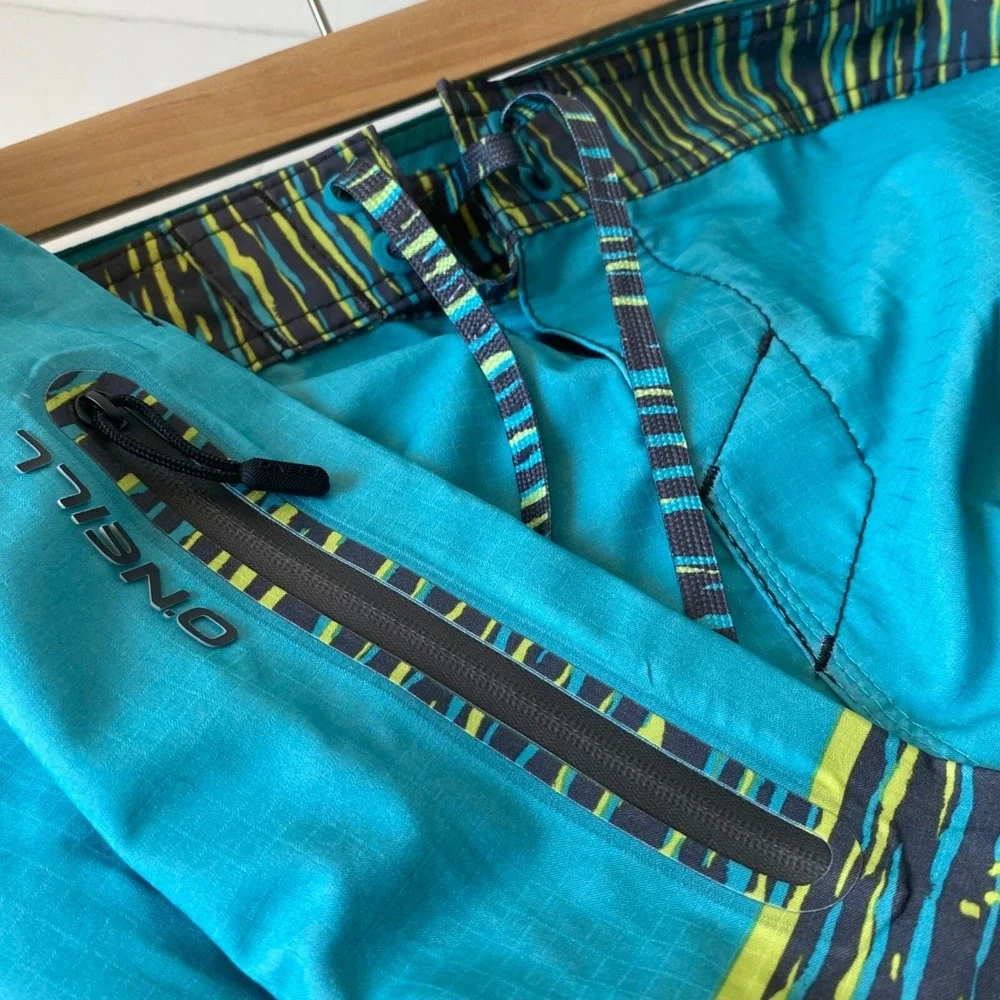 Oneill Hyperfreak boardshorts‎ swim trunks blue yellow stripes men 36